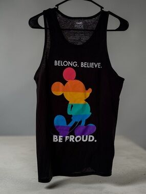 Disney Black Tank Top with Rainbow Mickey
